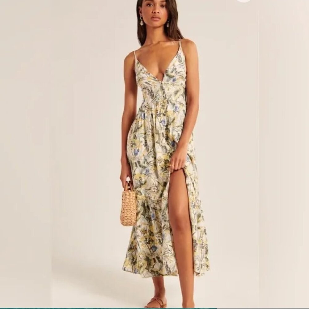 Abercrombie Button-Through Maxi Dress Size S Tall